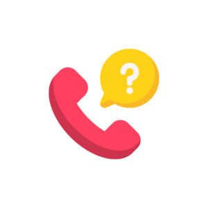 Red phone icon with question mark bubble